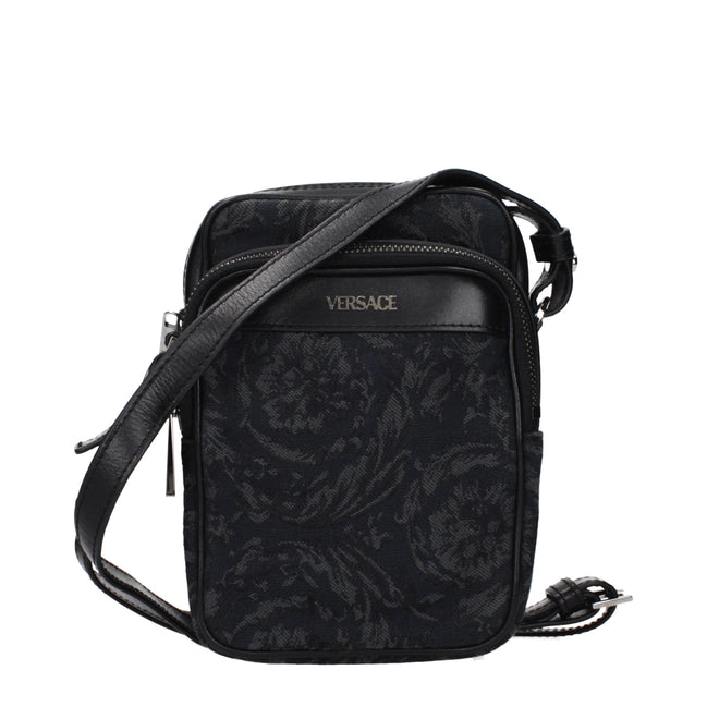 Versace Geantă Crossbody Neagră din Material Textil