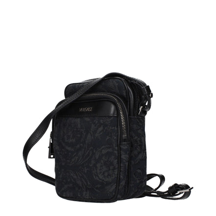 Versace Geantă Crossbody Neagră din Material Textil