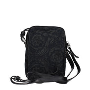 Versace Geantă Crossbody Neagră din Material Textil