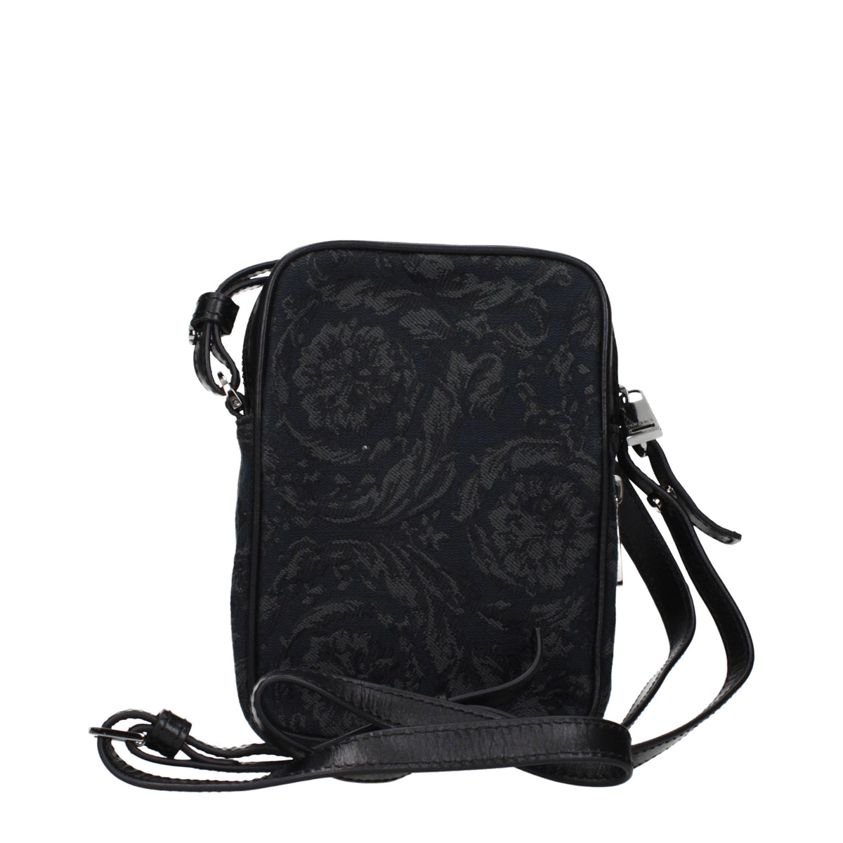 Versace Geantă Crossbody Neagră din Material Textil
