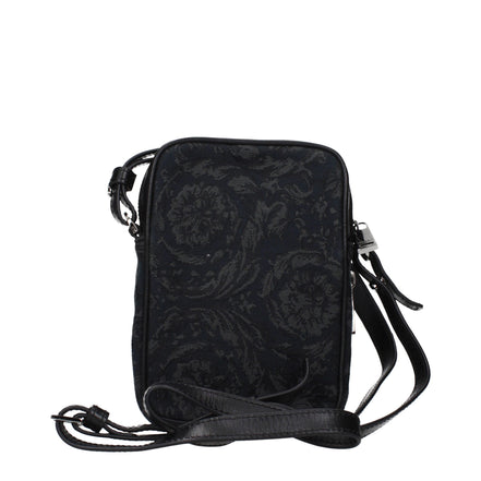 Versace Geantă Crossbody Neagră din Material Textil