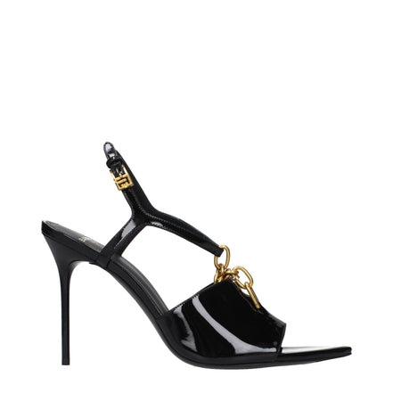 Balmain Black Leather Stiletto Heel Sandals