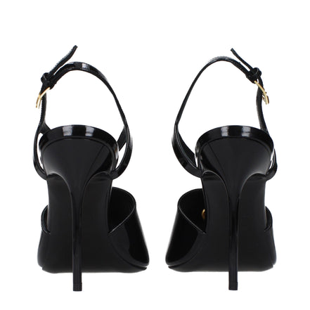 Balmain Black Leather Stiletto Heel Sandals