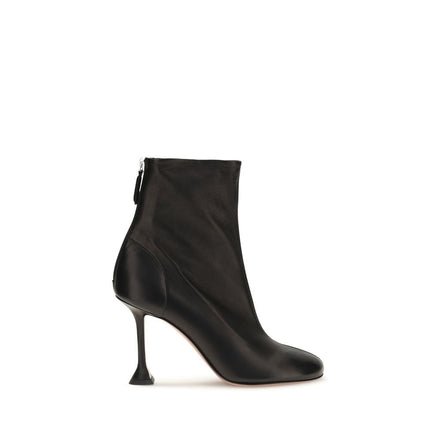 Amina Muaddi Black Lamb Ankle Boots