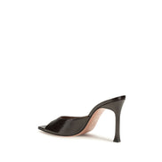 Amina Muaddi Brown Calf Leather Stiletto Heel Sandals