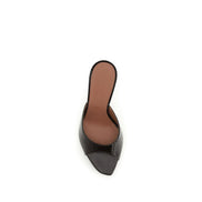 Amina Muaddi Brown Calf Leather Stiletto Heel Sandals