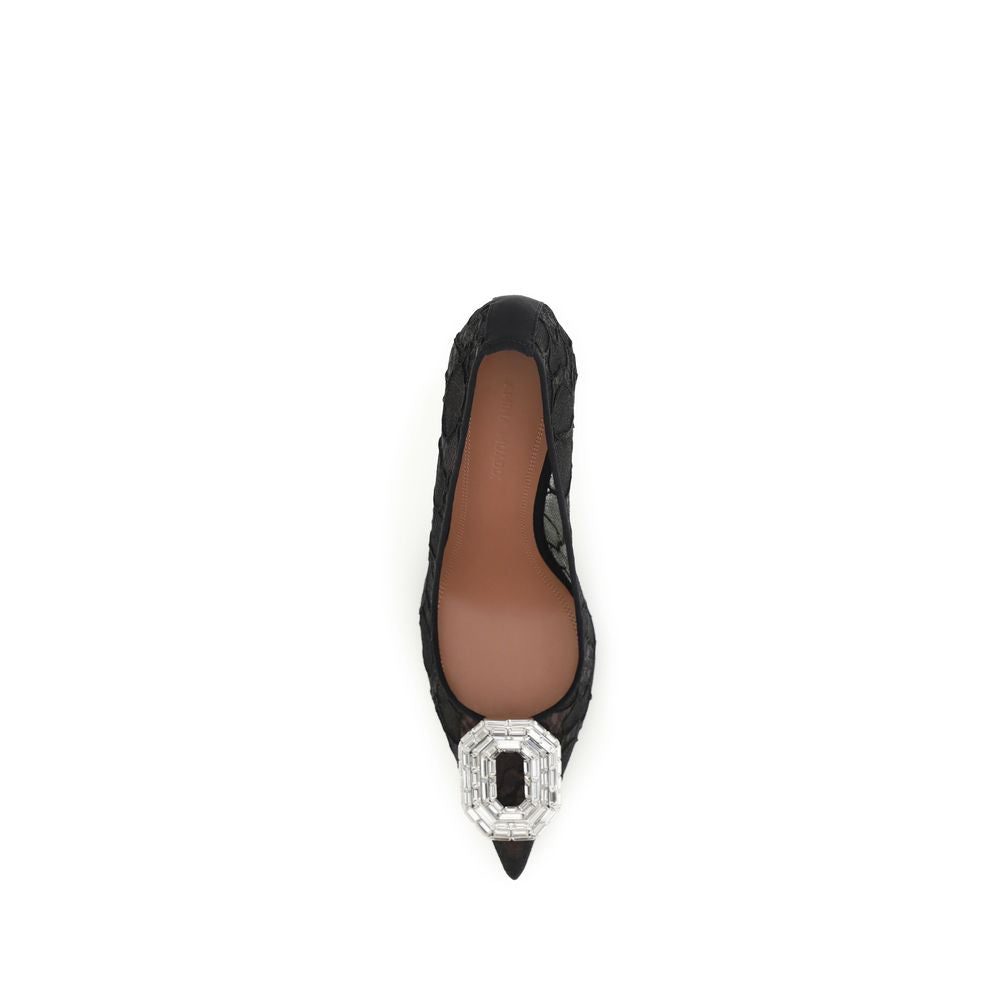 Amina Muaddi Pantofi cu Toc Negri din Material Textil