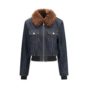Ganni Geacă Albastră din Denim de Bumbac