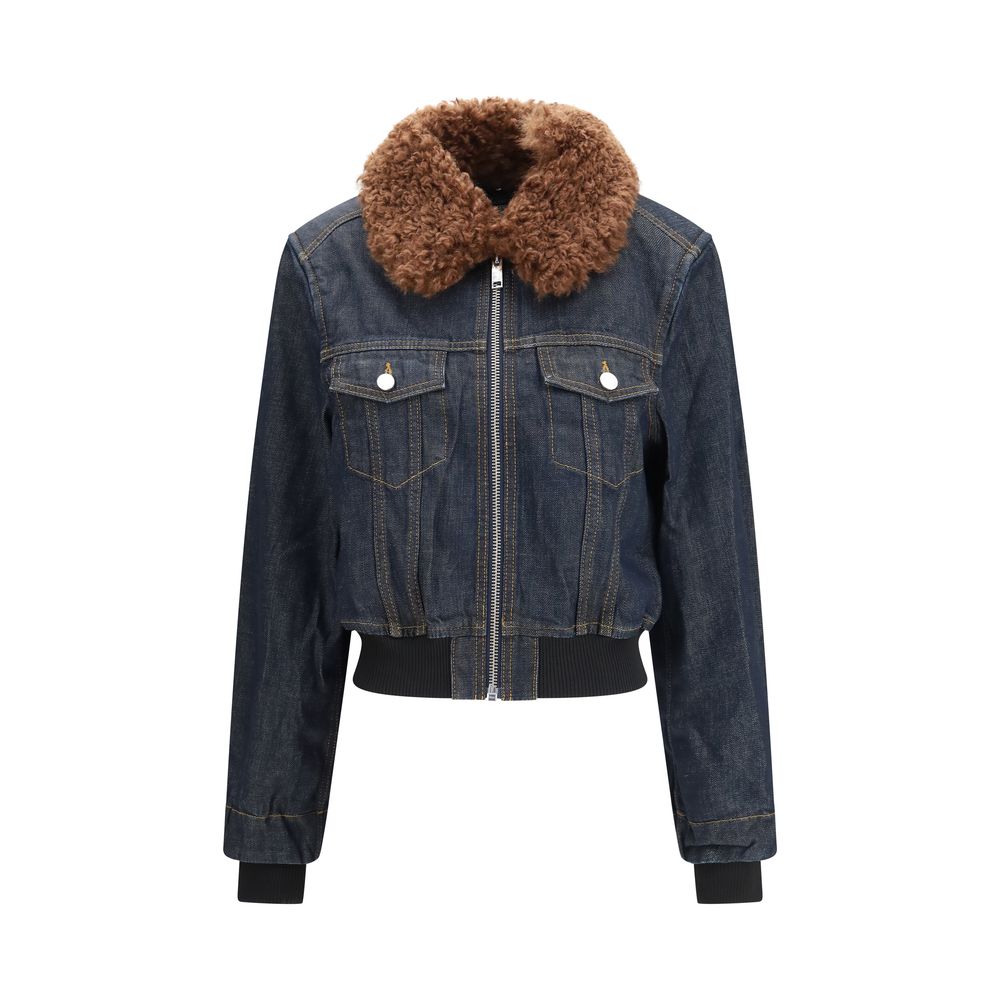 Ganni Geacă Albastră din Denim de Bumbac