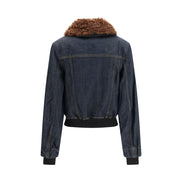 Ganni Geacă Albastră din Denim de Bumbac