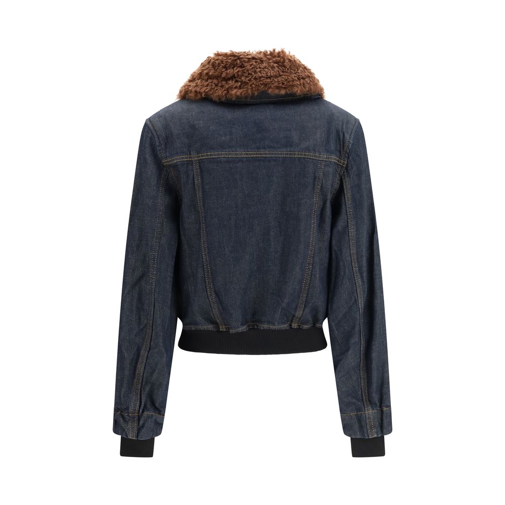 Ganni Geacă Albastră din Denim de Bumbac