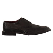 Dolce & Gabbana Black Leather Wingtip Derby Shoes
