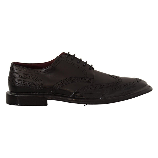 Dolce & Gabbana Black Leather Wingtip Derby Shoes