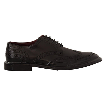 Dolce & Gabbana Black Leather Wingtip Derby Shoes