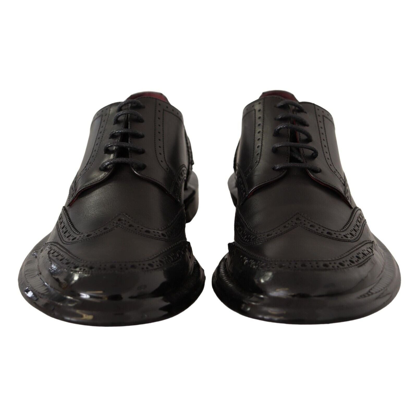 Dolce & Gabbana Black Leather Wingtip Derby Shoes