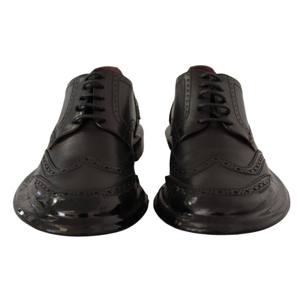 Dolce & Gabbana Black Leather Wingtip Derby Shoes