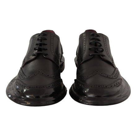 Dolce & Gabbana Black Leather Wingtip Derby Shoes
