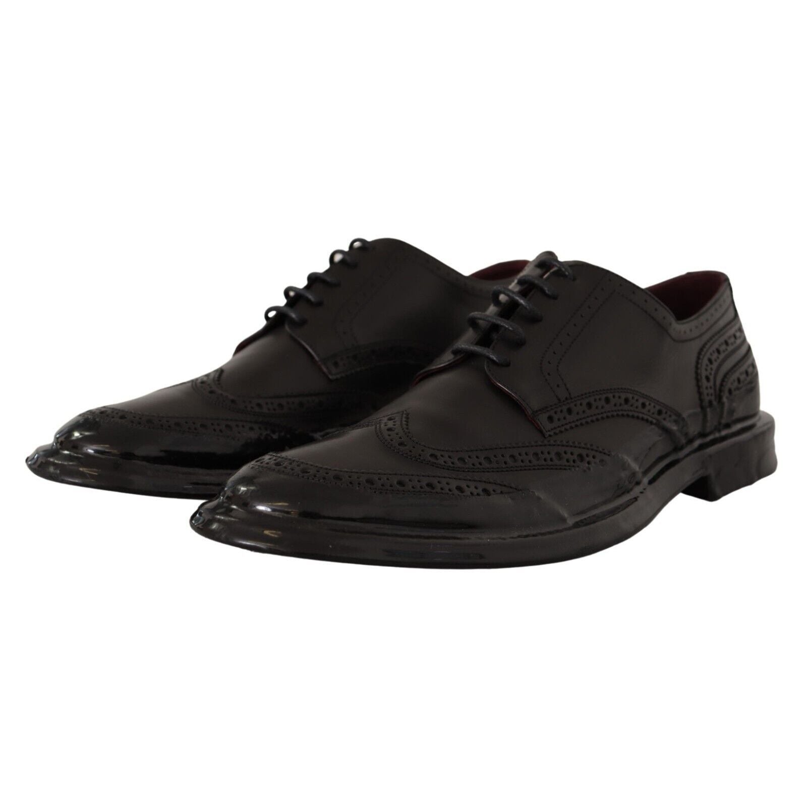 Dolce & Gabbana Black Leather Wingtip Derby Shoes