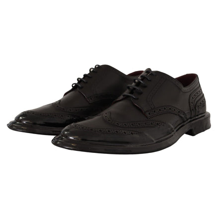 Dolce & Gabbana Black Leather Wingtip Derby Shoes