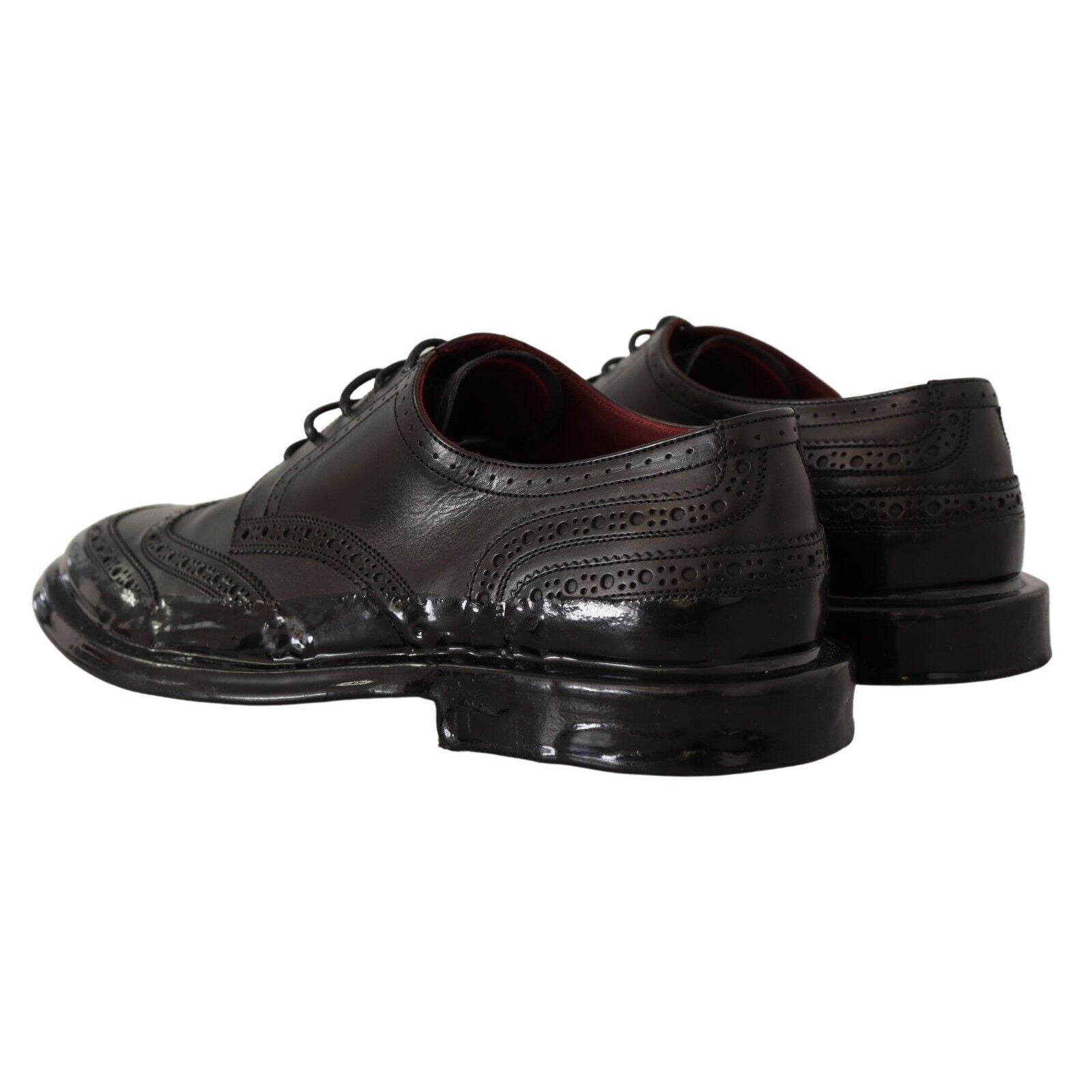 Dolce & Gabbana Black Leather Wingtip Derby Shoes