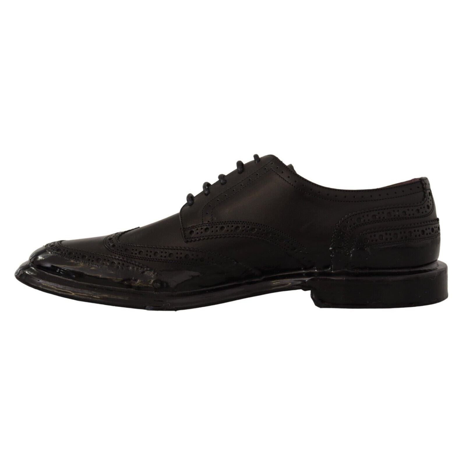 Dolce & Gabbana Black Leather Wingtip Derby Shoes