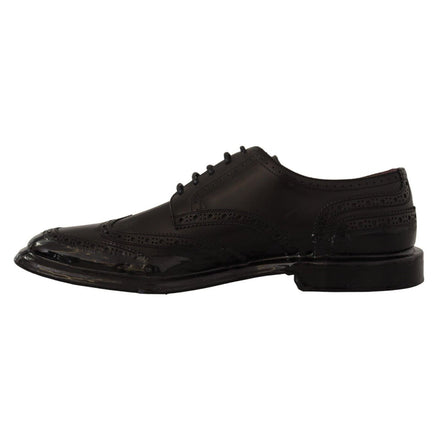 Dolce & Gabbana Black Leather Wingtip Derby Shoes