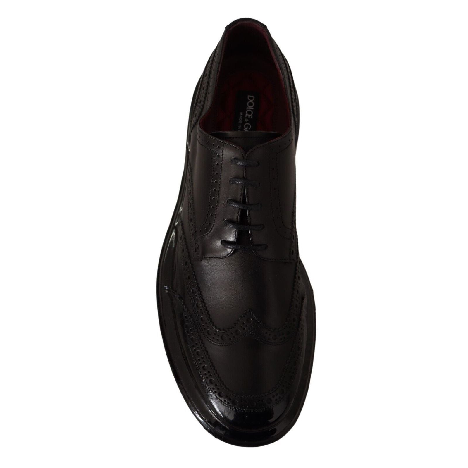 Dolce & Gabbana Black Leather Wingtip Derby Shoes