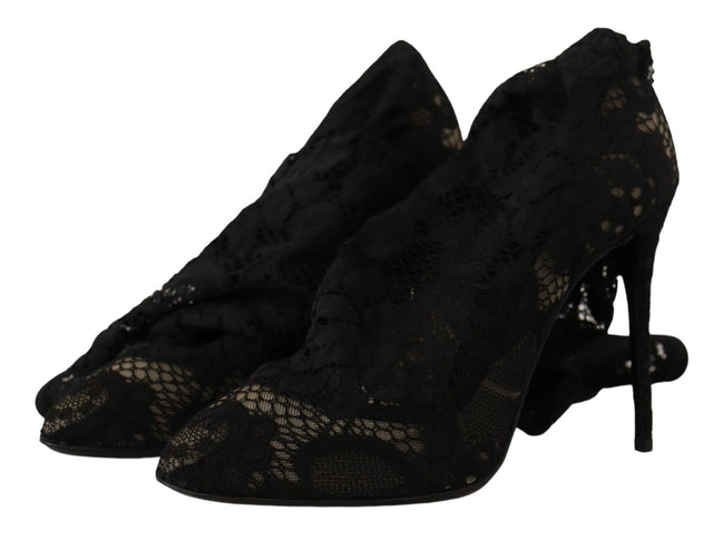 Cizme Dolce & Gabbana negre din tricot elastic Taormina
