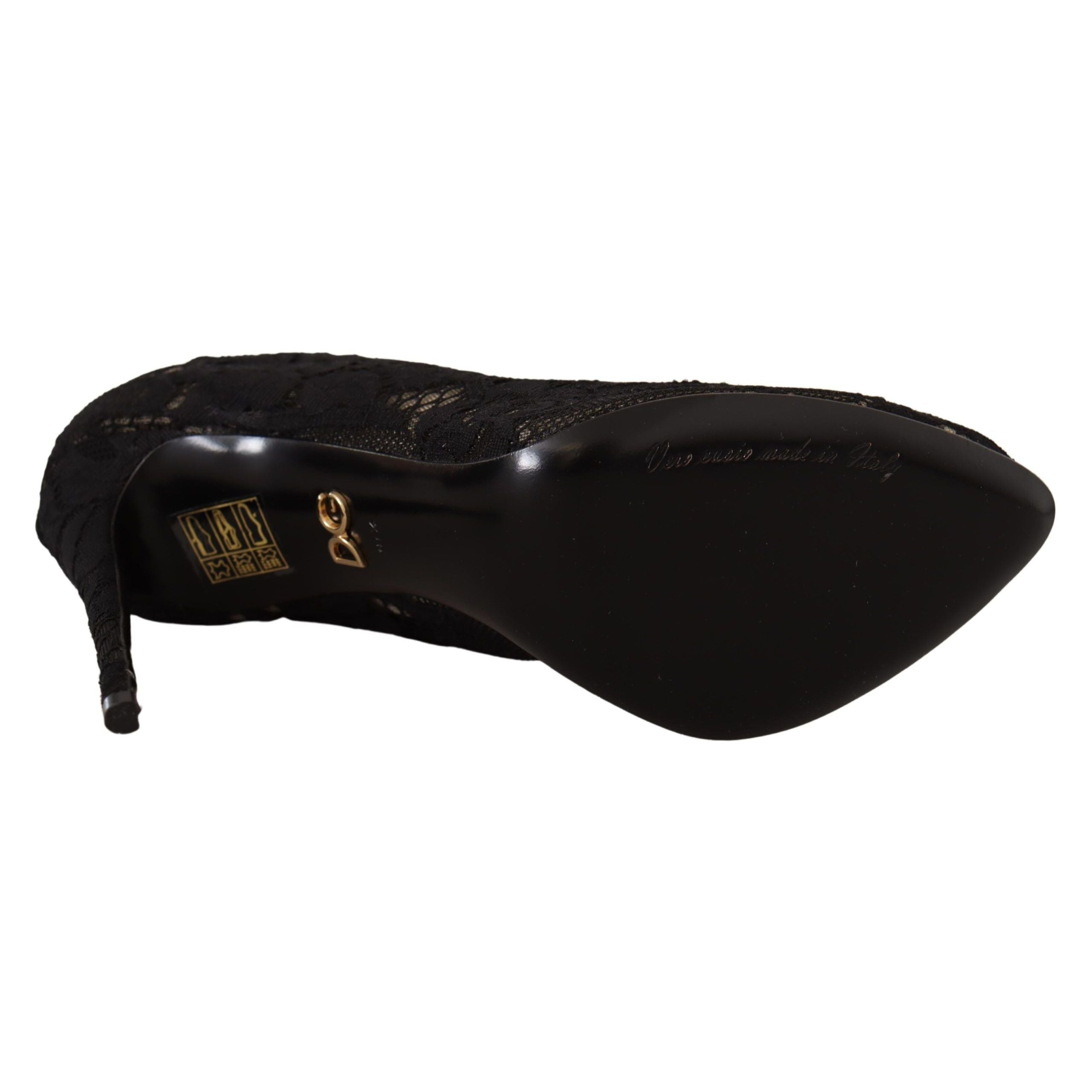 Cizme Dolce & Gabbana negre din dantelă stretch Taormina