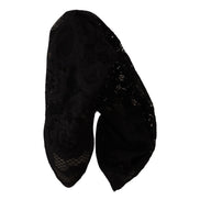 Cizme Dolce & Gabbana negre din dantelă stretch Taormina