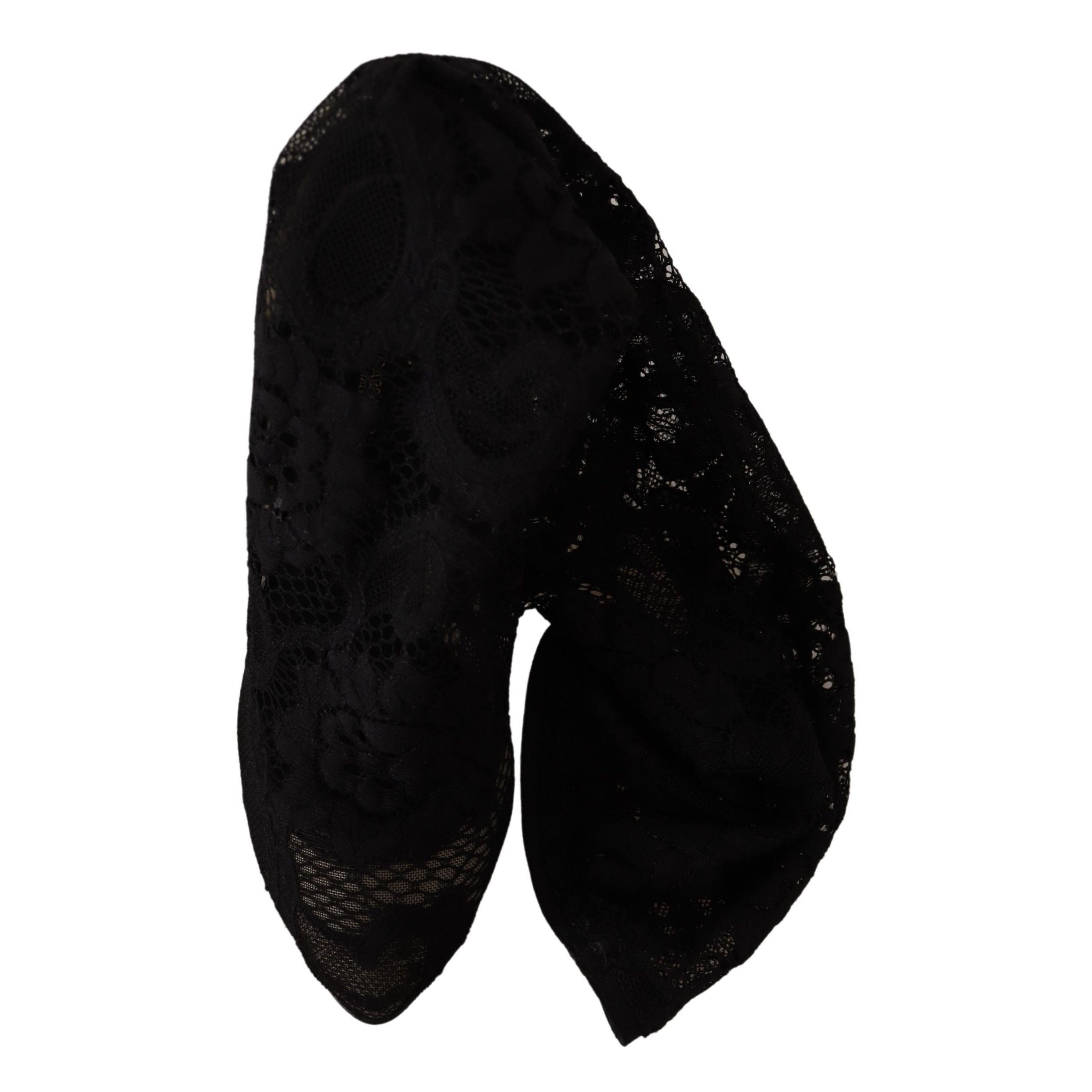 Cizme Dolce & Gabbana negre din dantelă stretch Taormina