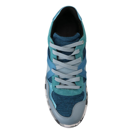 Sneakers sport Dolce & Gabbana cu profil jos din piele albastru-gri