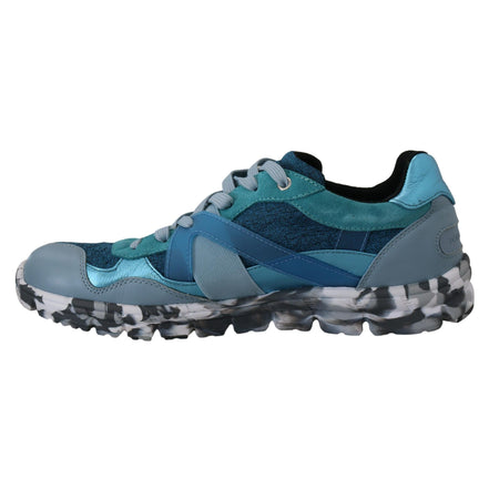 Sneakers sport Dolce & Gabbana cu profil jos din piele albastru-gri