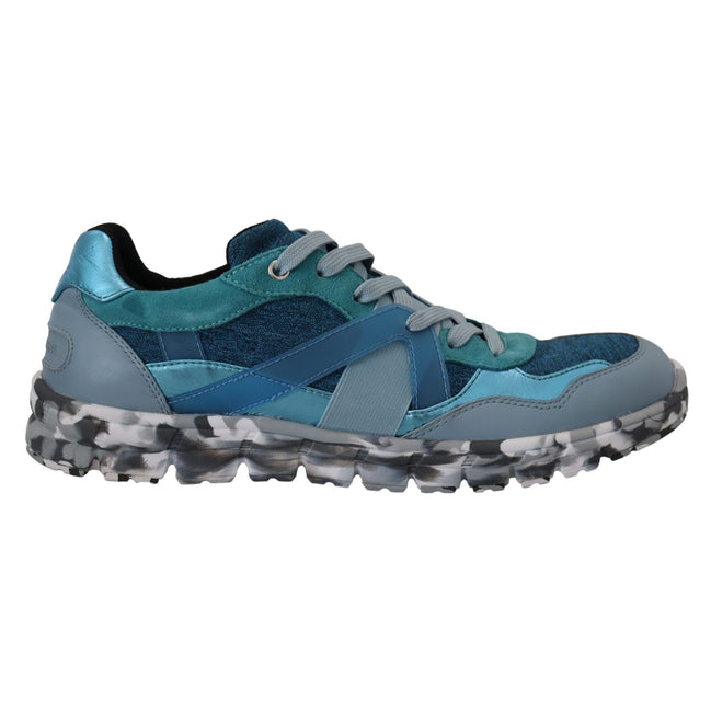 Sneakers sport Dolce & Gabbana cu profil jos din piele albastru-gri
