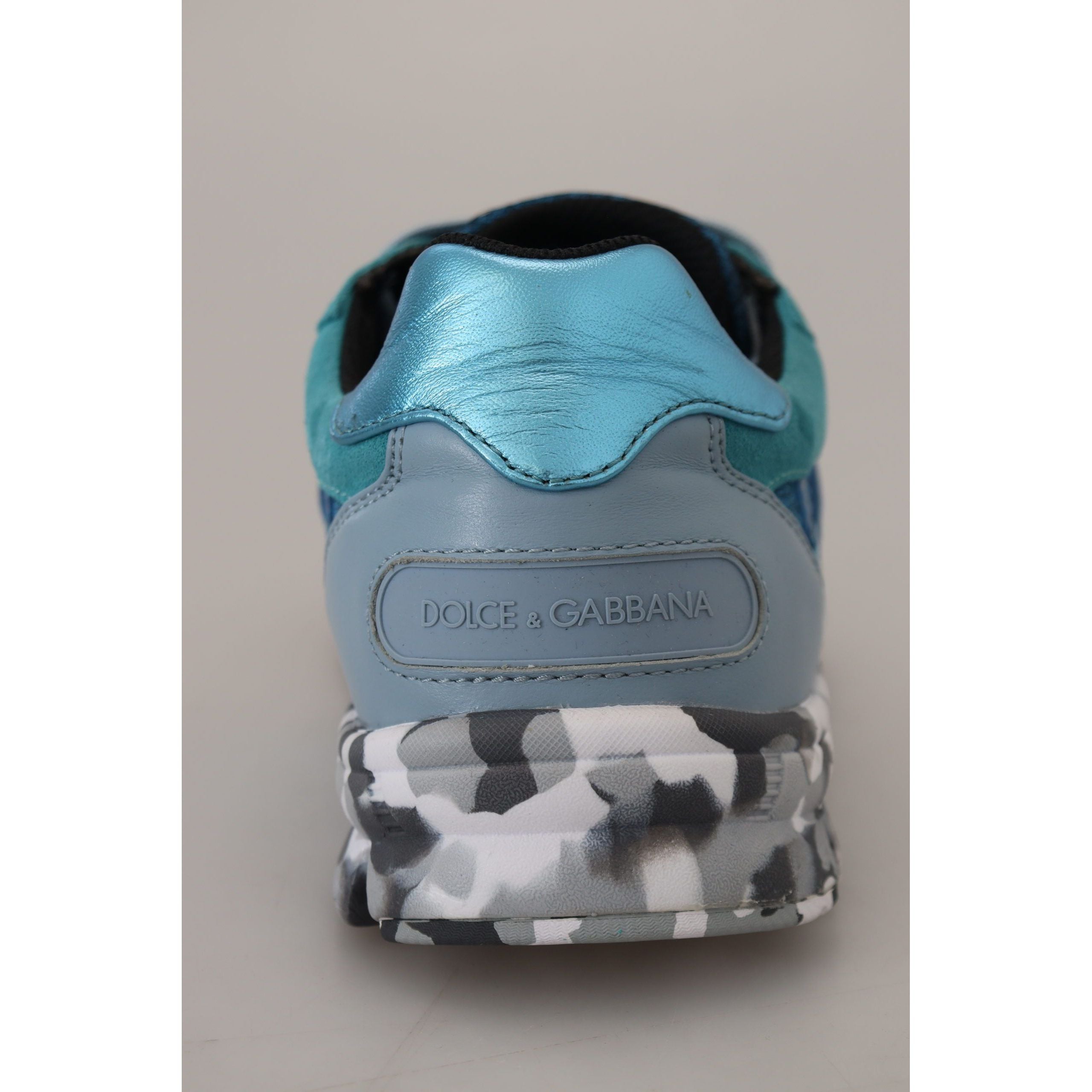Sneakers sport Dolce & Gabbana cu profil jos din piele albastru-gri
