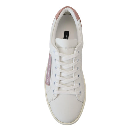 Sneakers Dolce & Gabbana cu profil jos albi cu roz din piele