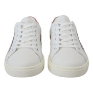 Sneakers Dolce & Gabbana cu profil jos albi cu roz din piele