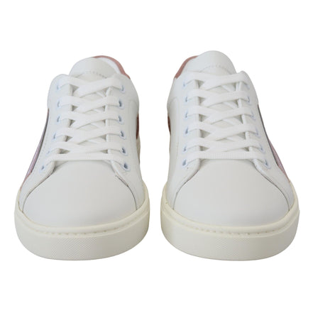 Sneakers Dolce & Gabbana cu profil jos albi cu roz din piele