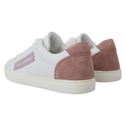 Sneakers Dolce & Gabbana cu profil jos albi cu roz din piele