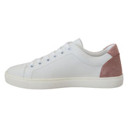 Sneakers Dolce & Gabbana cu profil jos albi cu roz din piele