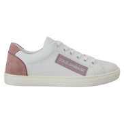 Sneakers Dolce & Gabbana cu profil jos albi cu roz din piele