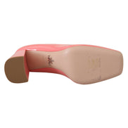 Pantofi Prada clasici, stil block heel, din piele lăcuită, roz