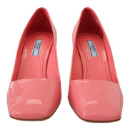 Pantofi Prada clasici, stil block heel, din piele lăcuită, roz