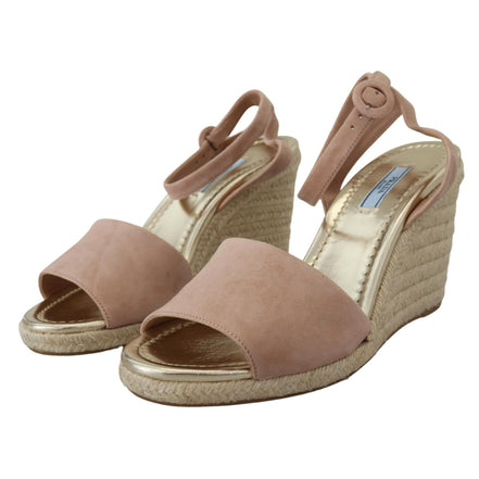 Sandale Prada roz din piele întoarsă, cu baretă pe gleznă
