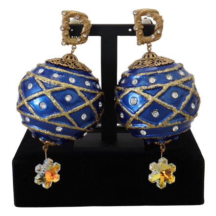 Cercei cu Clips Dolce & Gabbana din Alamă Aurie, cu Pandantiv Bilă Albastră și Cristale