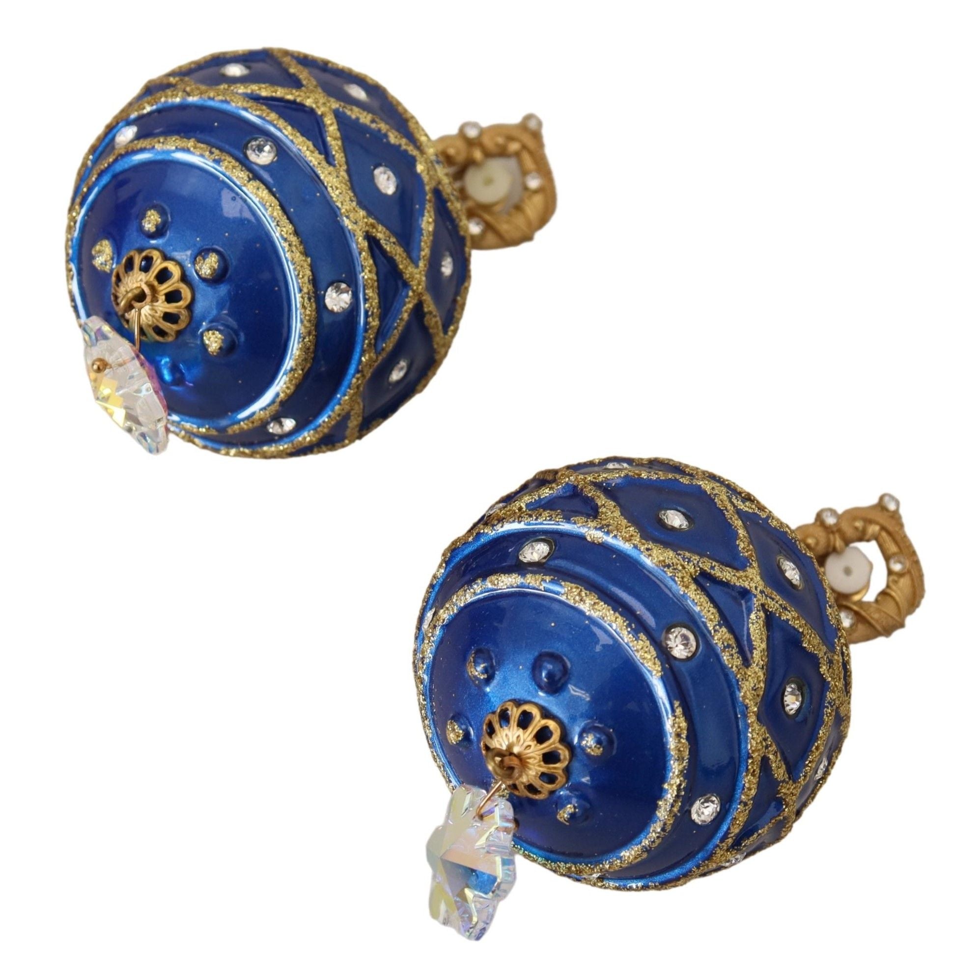 Cercei cu Clips Dolce & Gabbana din Alamă Aurie, cu Pandantiv Bilă Albastră și Cristale