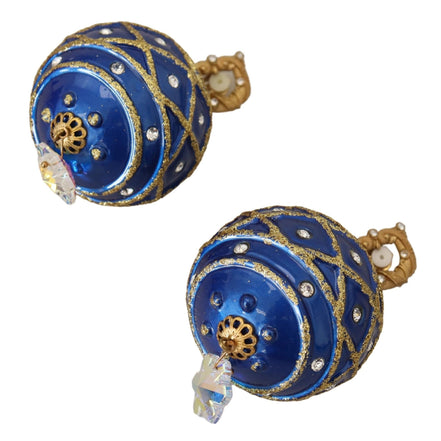 Cercei cu Clips Dolce & Gabbana din Alamă Aurie, cu Pandantiv Bilă Albastră și Cristale
