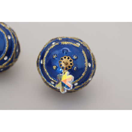 Cercei cu Clips Dolce & Gabbana din Alamă Aurie, cu Pandantiv Bilă Albastră și Cristale