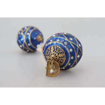 Cercei cu Clips Dolce & Gabbana din Alamă Aurie, cu Pandantiv Bilă Albastră și Cristale