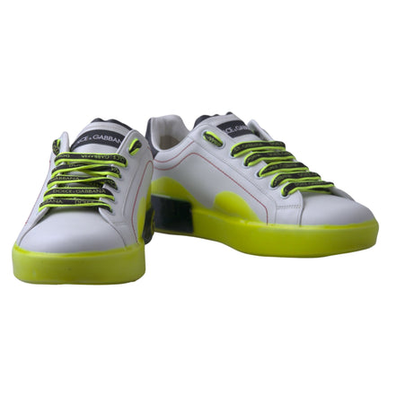 Sneakers Dolce & Gabbana Portofino albi cu galben din piele